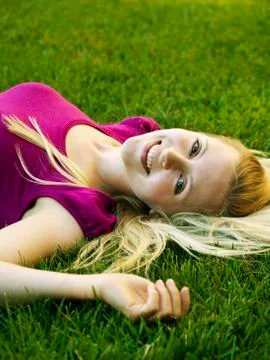 Laying on the grass Stock Photos