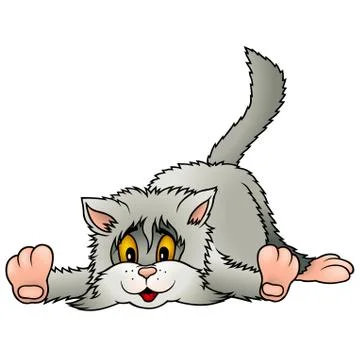Laying Gray Kitten Stock Illustration