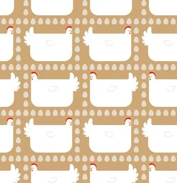 Laying hen and many eggs pattern seamless. Baby fabric texture イラスト素材