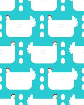 Laying hen and many eggs pattern seamless. Baby fabric texture イラスト素材