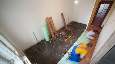 Laying laminate flooring Stock Footage 20630565