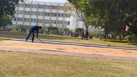 Laying of matting for prayer Video stock 324515191