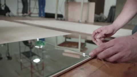 Laying Mirror Tiles Stock Footage 82208714