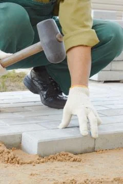 Laying pavement Stock Photos