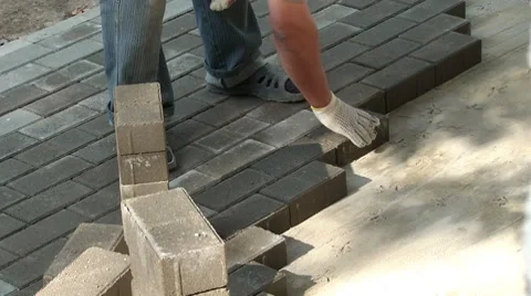 Laying Pavers Stock Footage 8664049