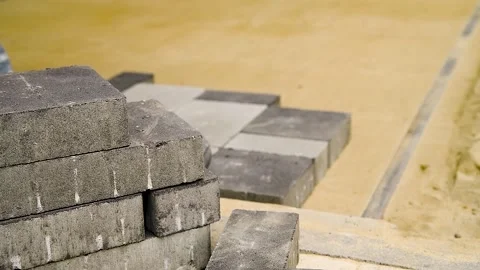 Laying paving slabs close-up Stock Footage 272300058