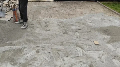 Laying paving slabs Stock Footage 325671480
