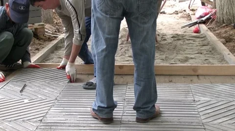Laying Paving Slabs Timelapse Stock Footage 8664043