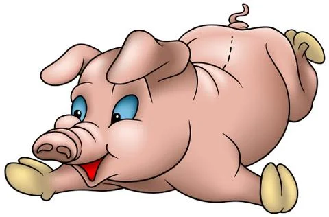 Laying Piglet Stock Illustration