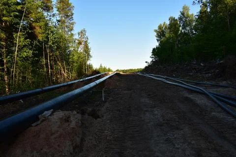 Laying of the pipeline Stock Photos