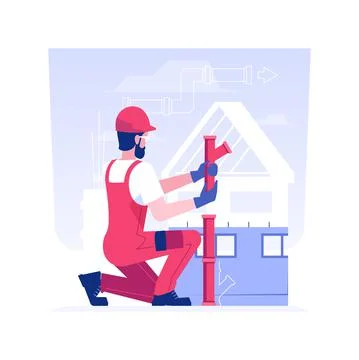 Laying pipes isolated concept vector illustration. Stock Illustration
