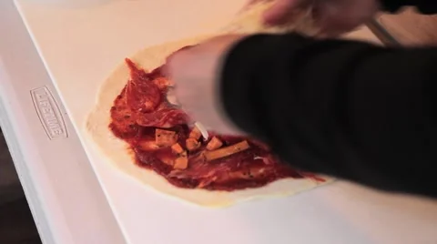 Laying Pizza Toppings Stock Footage 4886049