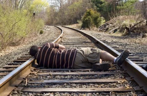 Laying on the Rails Stock Photos