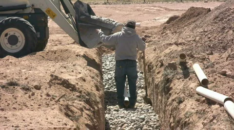 Laying a Septic Drain Field Stock Footage 547209