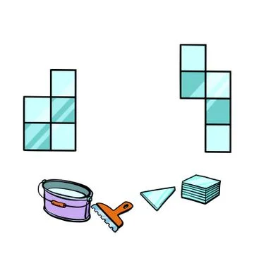 Laying tile, repair work Stock Illustration