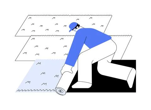 Laying turf abstract concept vector illustration. Ilustración de archivo