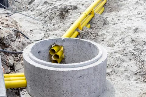 Laying of underground cables Stock Photos