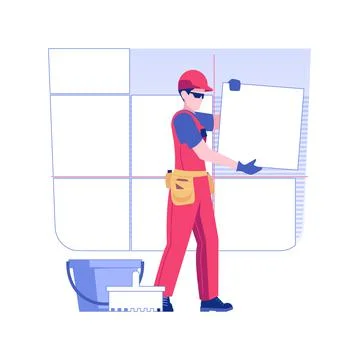 Laying wall tile isolated concept vector illustration. Ilustración de archivo