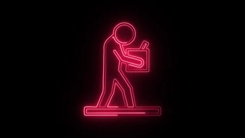 Layoff Isolated on Black Background Neon Job Termination Animation Stock Footage 329504102
