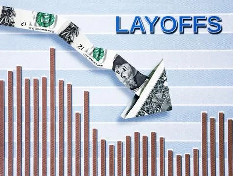 Layoffs down arrow Stock Photos