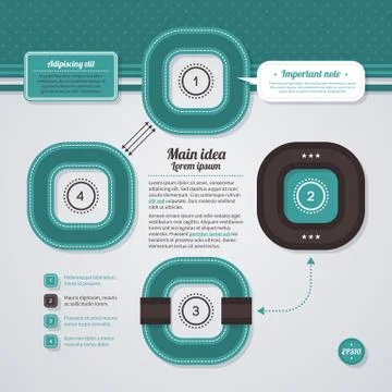 Layout with 4 numbered options in retro style. EPS10. Stock Illustration