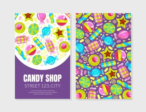 Layout advertising for a candy store. Vector illustration. Stock Illustration