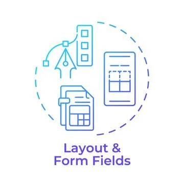 Layout and form fields gradient outline concept icon Stock Illustration