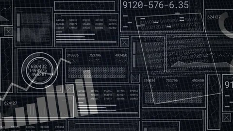 Layout appearing starting dashboard, tiles updating, charting, gauges rotating, Stock Footage 335638757