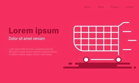 Layout banner with shop cart. E-commerce, business and shopping concept Stock Illustration