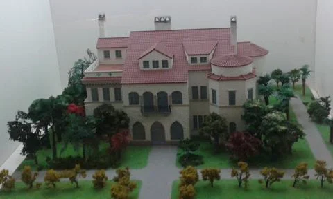 Layout of a beautiful house with trees Stock Photos