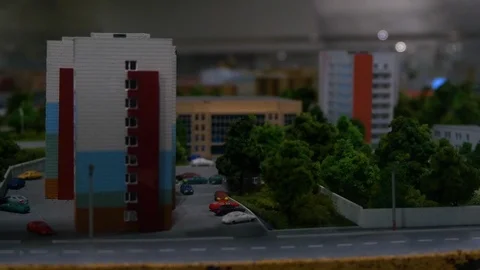 Layout of a big city in miniature Stock Footage 119497424