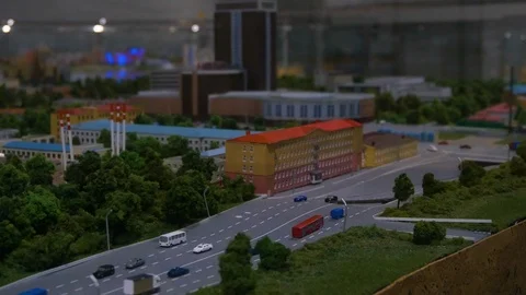 Layout of a big city in miniature Stock Footage 119497852