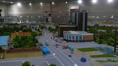 Layout of a big city in miniature Stock Footage 119498096