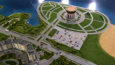 Layout of a big city in miniature Stock Footage 119500254