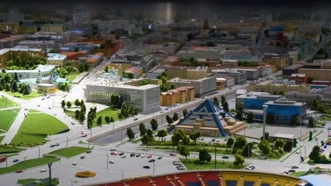 Layout of a big city in miniature Stock Footage 119502301