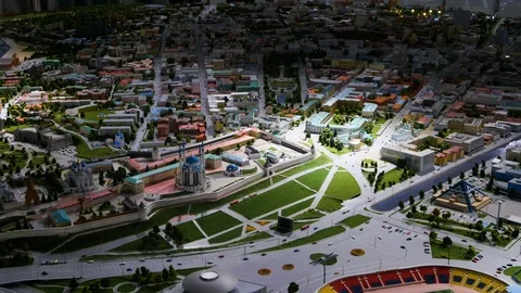 Layout of a big city in miniature 库存影片 119503229