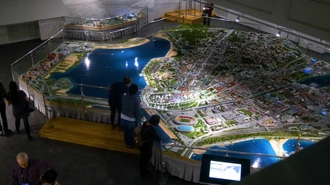 Layout of a big city in miniature Stock Footage 119509476