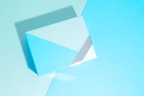 Layout of blue colored gift shoe boxe over blue background Stock Photos