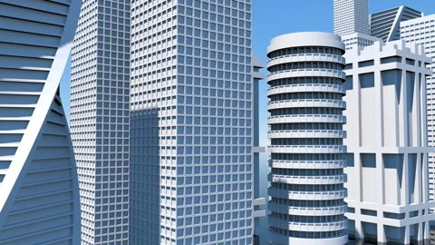 Layout of the city of the future under the open sky. Seamless loop. Stock Footage 129140311