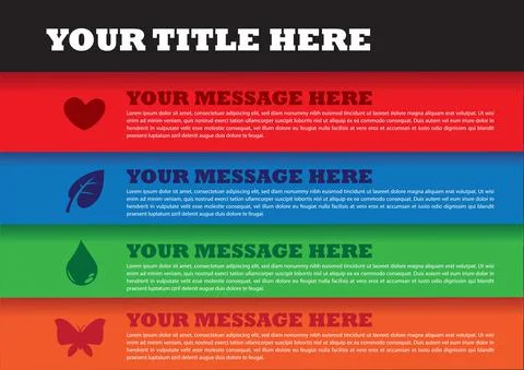 Layout design of four banners with own area for text and nature icons Stock Illustration