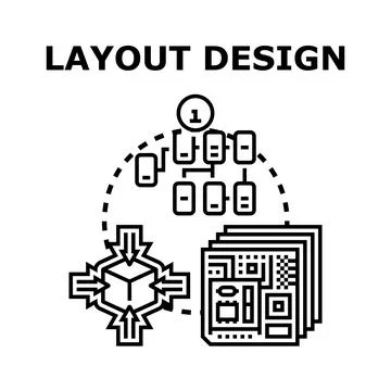 Layout design process conceptualizing user interface component structure Stock Illustration