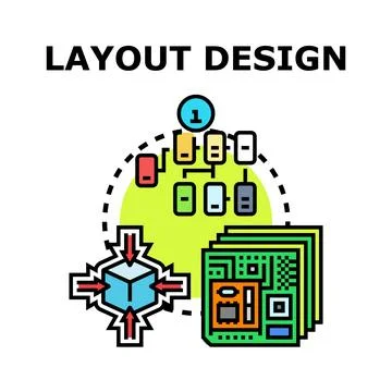 Layout design process conceptualizing user interface component structure Stock Illustration