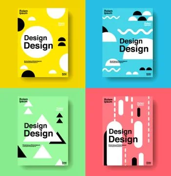 Layout design template, cover book, colorful, cute, vector Stock Illustration