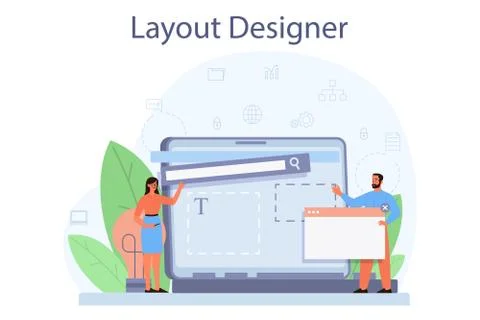 Layout designer concept. Web development, mobile app Illustrazione stock