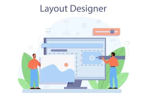 Layout designer concept. Web development, mobile app Stock Illustration