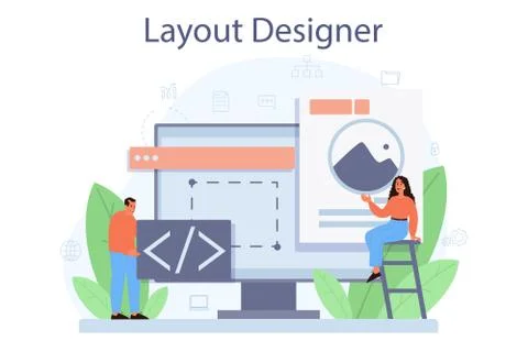 Layout designer concept. Web development, mobile app Stock Illustration
