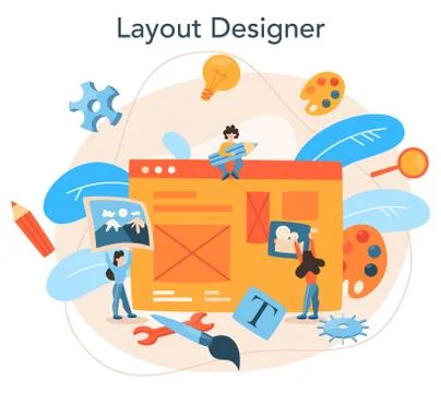 Layout designer concept. Web development, mobile app 스톡 일러스트