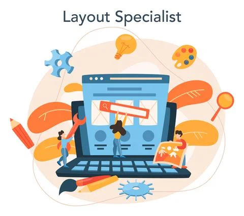 Layout designer concept. Web development, mobile app Stock Illustration