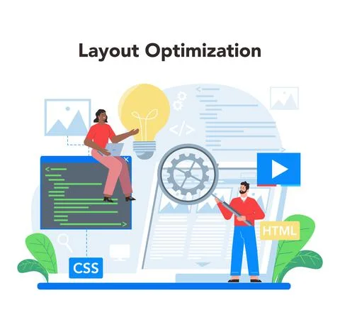 Layout designer concept. Web development, mobile app design Stock Illustration