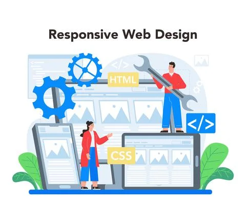 Layout designer concept. Web development, mobile app design Stock-Illustration